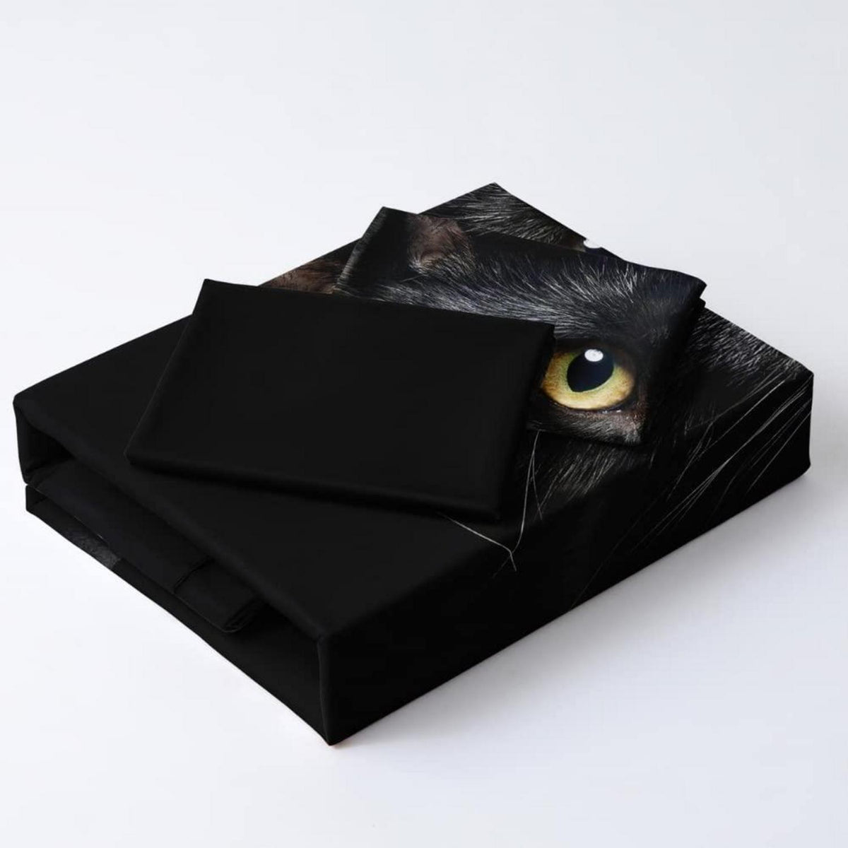3D Katzen Bettwäsche Set 135x200 - Schwarz & Weich