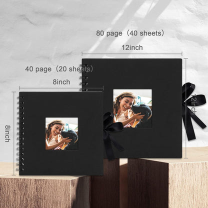 DIY Fotoalbum Spiralalbum Selbstgestalten Einkleben 40 Seiten Geschenk Schwarz