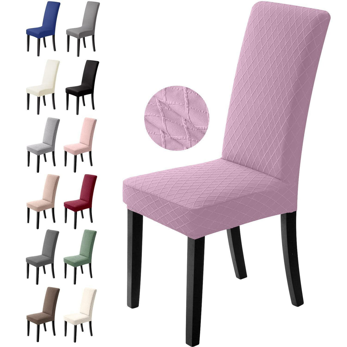 Stuhlhussen 6er Set Lila – Stretch Bezug für Esszimmerstühle