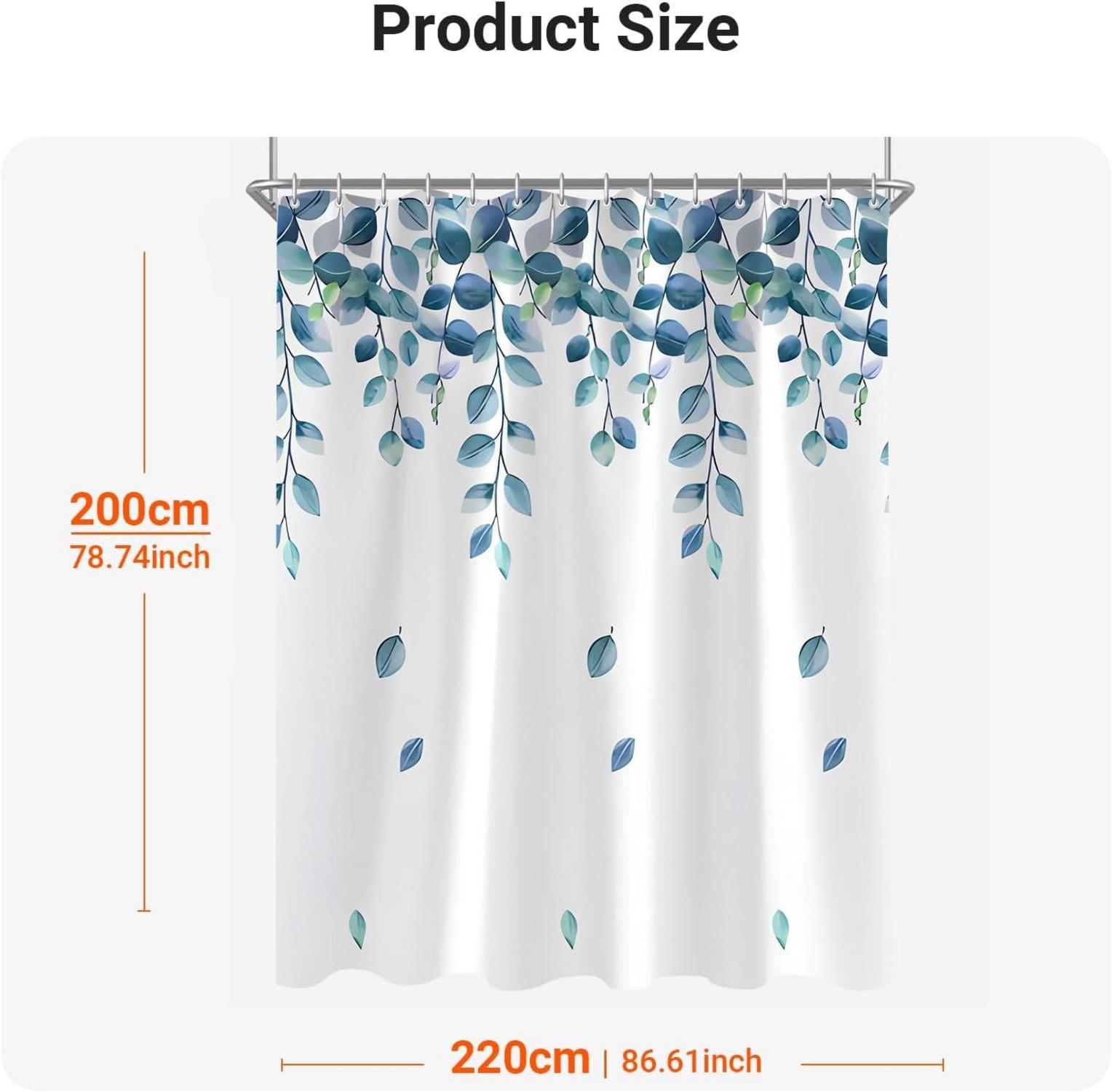 Duschvorhang Grün Blätter 220x200cm Antischimmel Wasserabweisend 1er