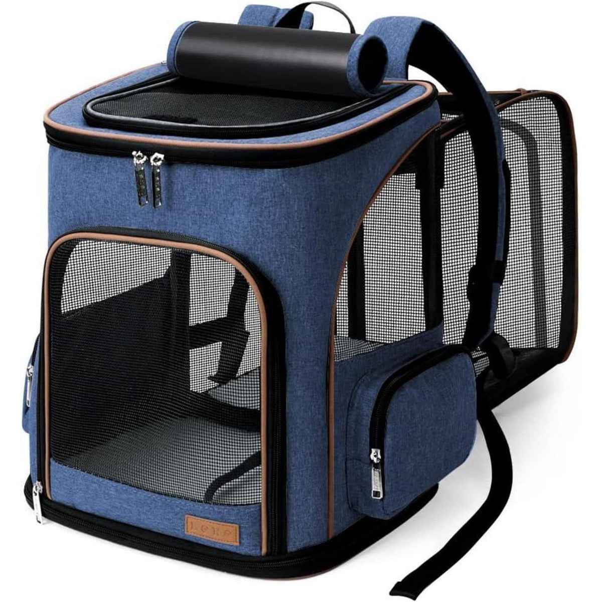 Erweiterbarer Haustier Rucksack für Katzen & Hunde bis 10kg, Blau XL
