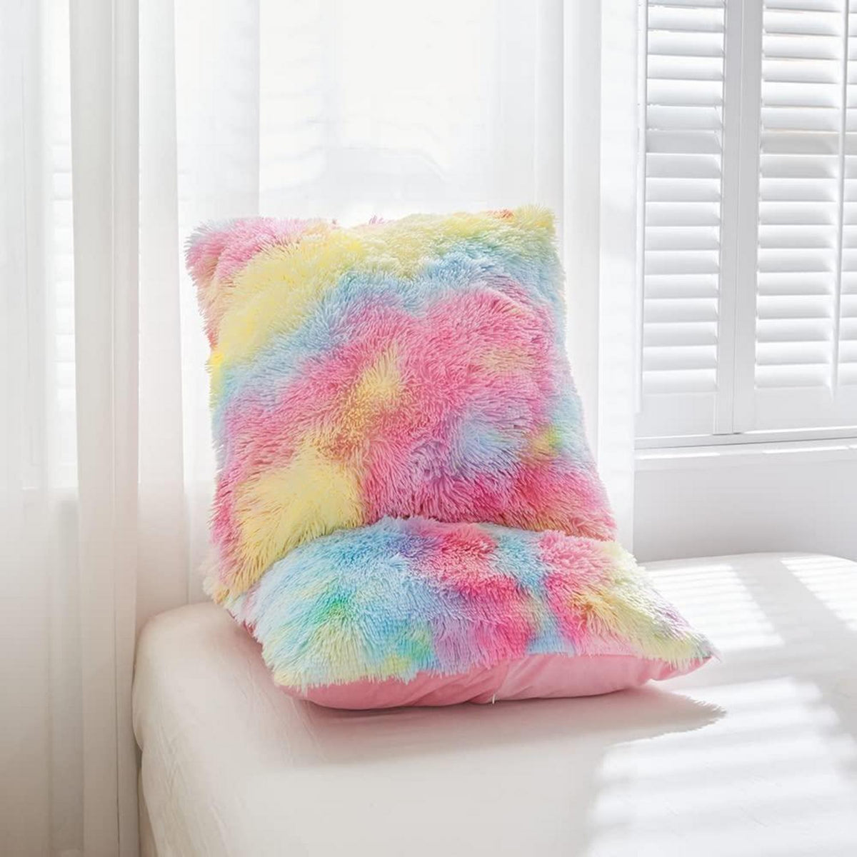 Winter Plüsch Bettwäsche Set Regenbogen Bunt 220x240 cm
