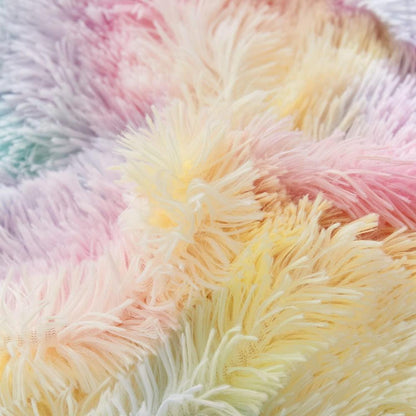 Winter Plüsch Bettwäsche Set Regenbogen Bunt 200x200 cm