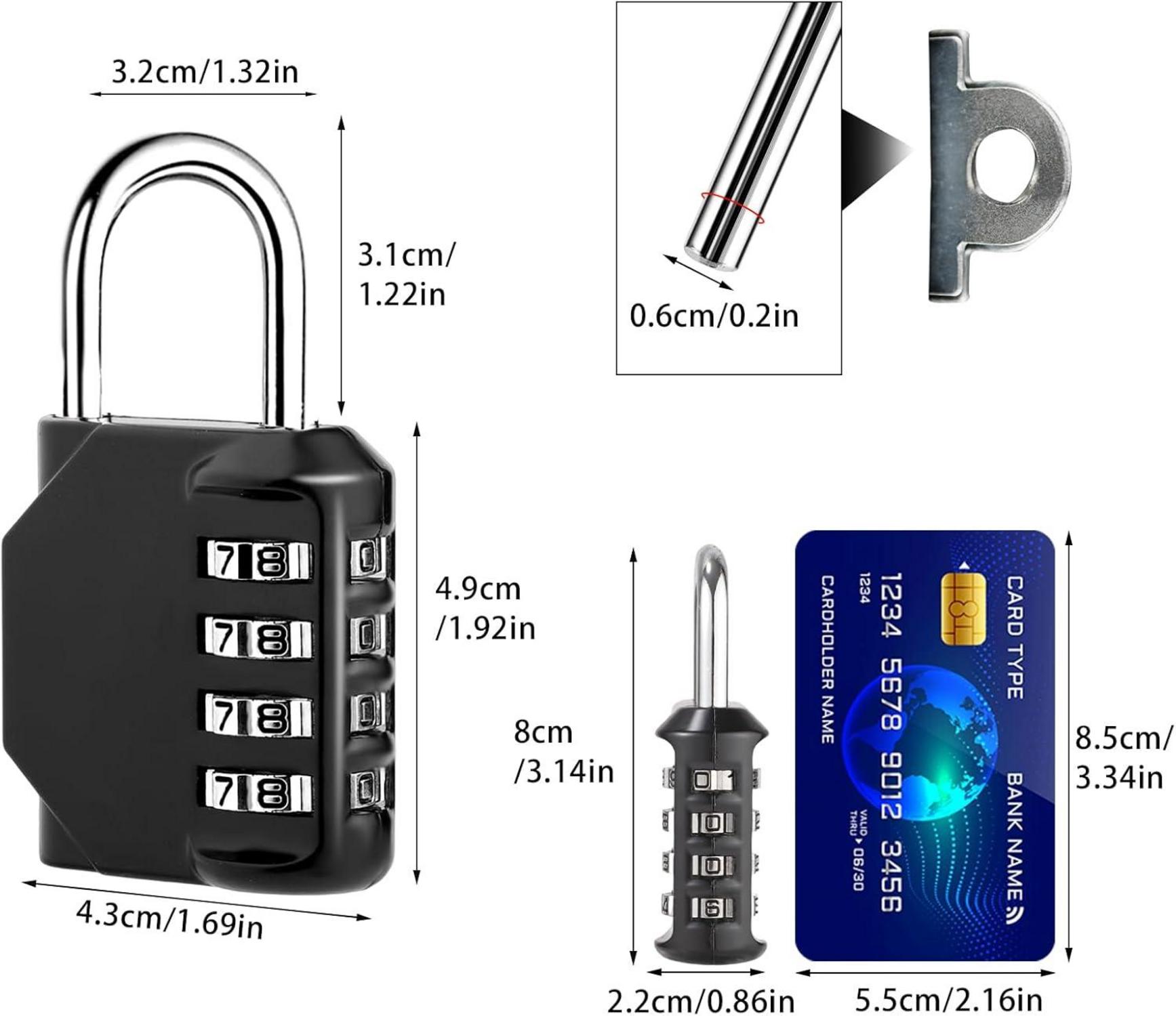 Zahlenschloss Vorhängeschloss 4-stellig 2er-Pack