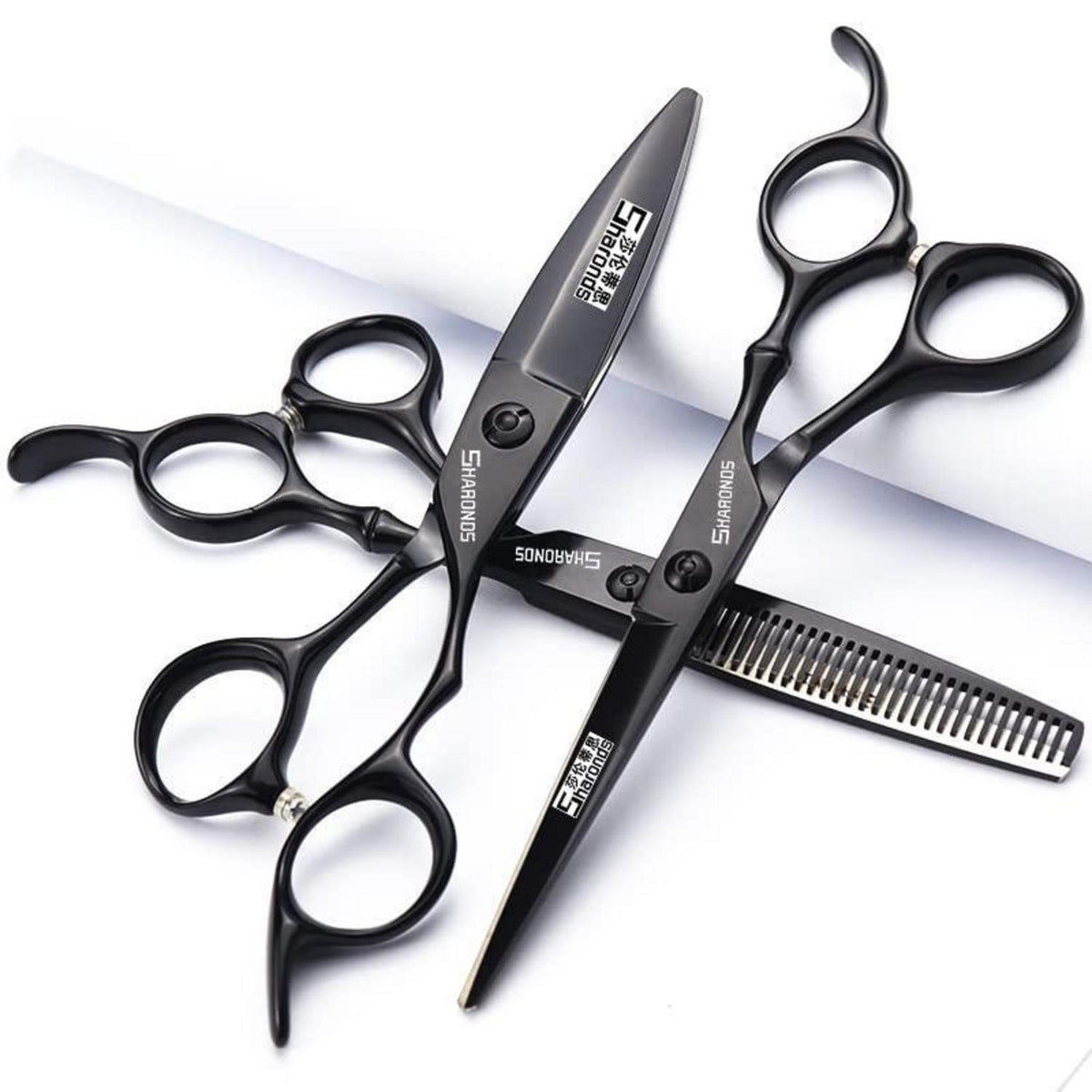 Professionelles Haarschneideschere Set 6/7 Zoll 440C Schwarz