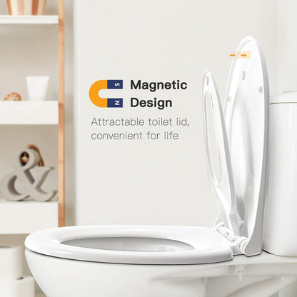 Toilettendeckel mit Absenkautomatik für Kinder, magnetisch, antibakteriell, O-Form, Quick-Release, belastbar bis 200 kg