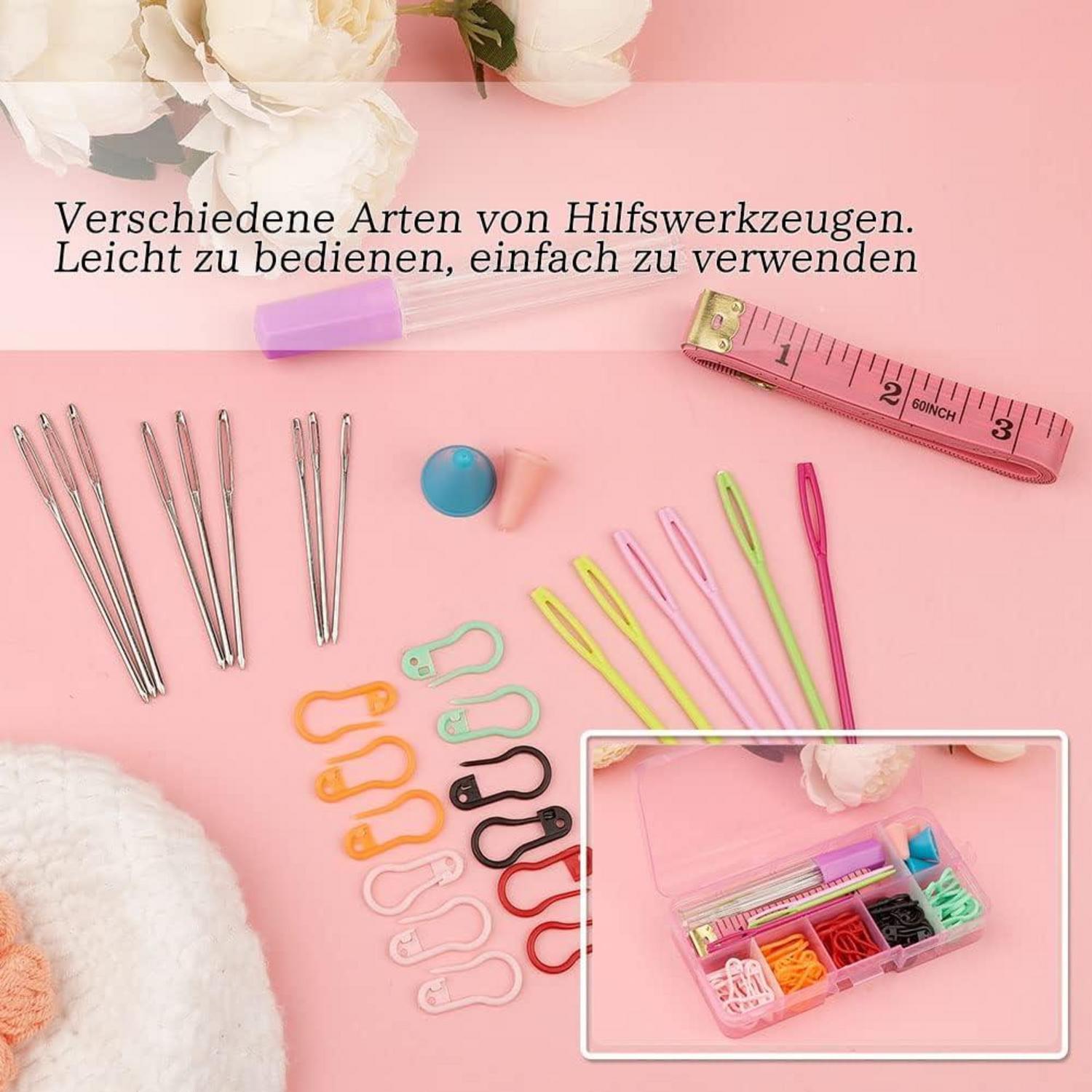 75 Stk Kunststoff Strickmarker, Maschenmarkierer Set mit Nadeln & Aufbewahrung