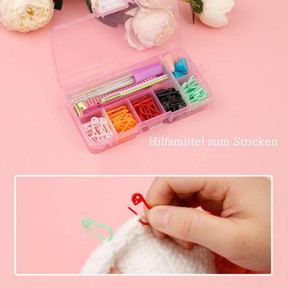 75-tlg. Strickzubehör Maschenmarkierer Set mit 9 Nadeln & Aufbewahrung