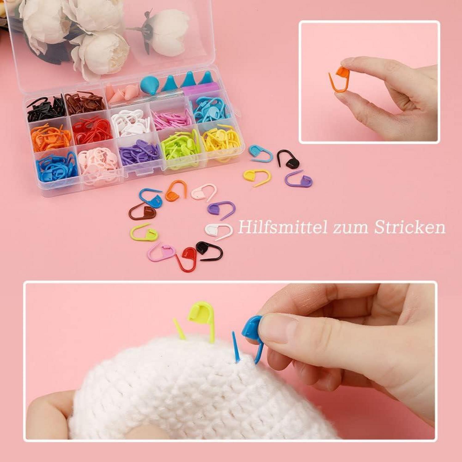 180 Stk. Maschenmarkierer Set Kunststoff bunt mit Zubehör
