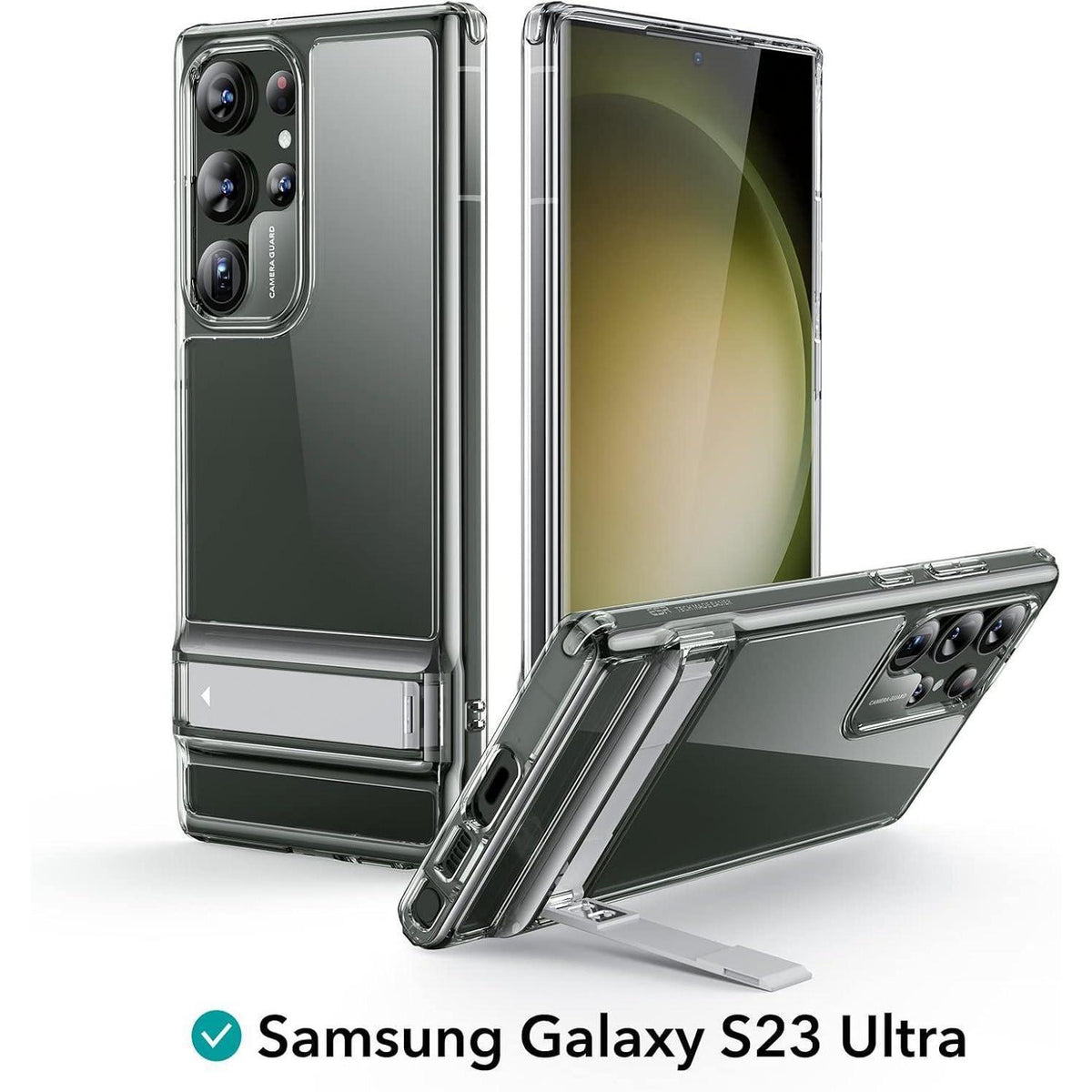 Galaxy S23 Ultra Hülle mit Ständer, 3 Standmodi, Sturzschutz