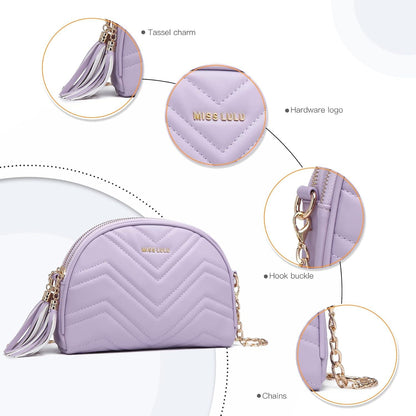 Umhängetasche Damen PU Leder Crossbody Bag Verstellbarer Gurt 4 Fächer