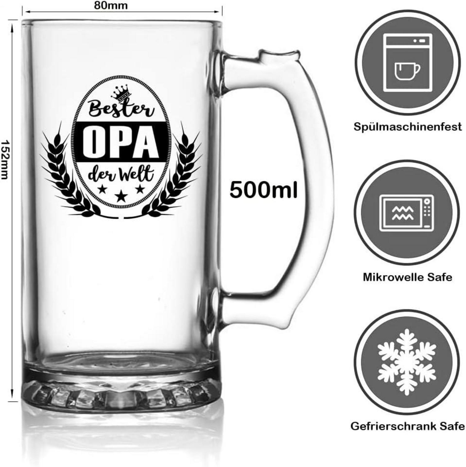 Bierkrug Bierglas 0,5 Liter Geschenkbox für Opa Vatertag Weihnachten