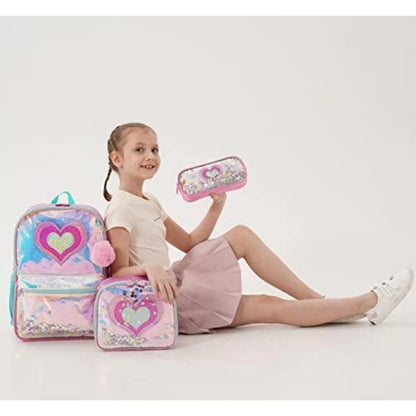 Rollrucksack für Mädchen mit Rädern & Brotdose – 17 Zoll