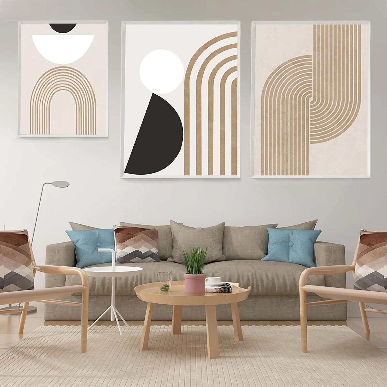 3er Premium Poster Set Moderne Abstrakt Kunst Wandbilder Boho Deko Wohnzimmer Schlafzimmer 30x40cm Beige