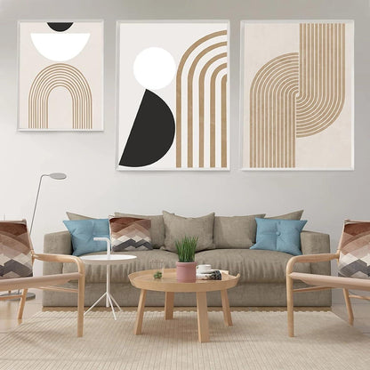 3er Premium Poster Set Moderne Abstrakt Kunst Wandbilder Boho Deko Wohnzimmer Schlafzimmer 30x40cm Beige