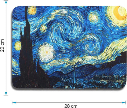 Kleines Gaming Mauspad Van Gogh Motiv rutschfeste Unterseite