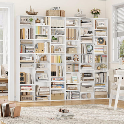 190 cm Bücherregal weiß mit verstellbaren Ablagen & CD-Fächern