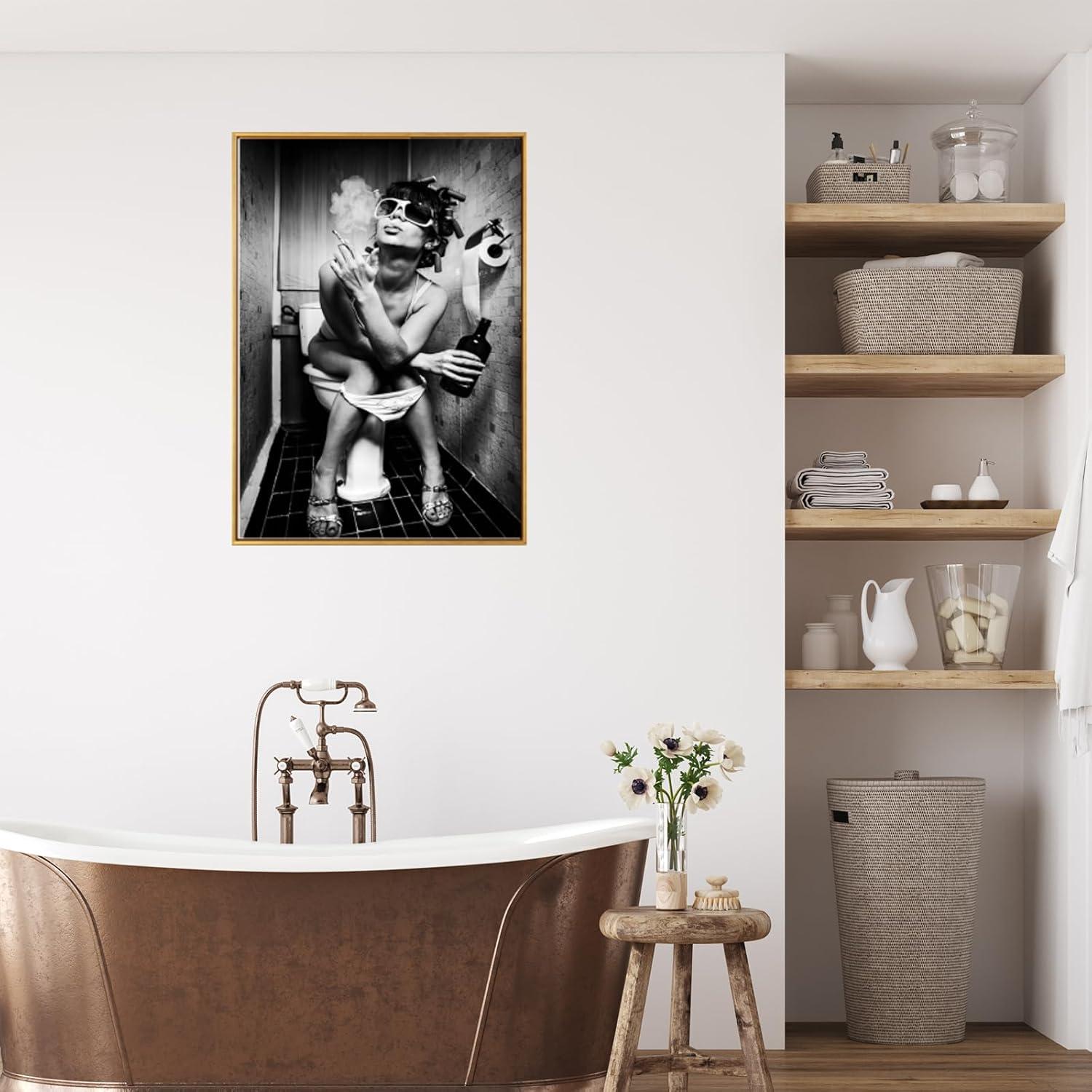 LYBOHO Badezimmer Bilder Set Schwarz Weiß Vintage Leinwand Poster - Ohne Rahmen 2PCS 40x60cm