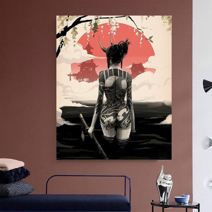 Japanisch Frau Poster Leinwand Wandkunst Kunstdrucke Wohnzimmer