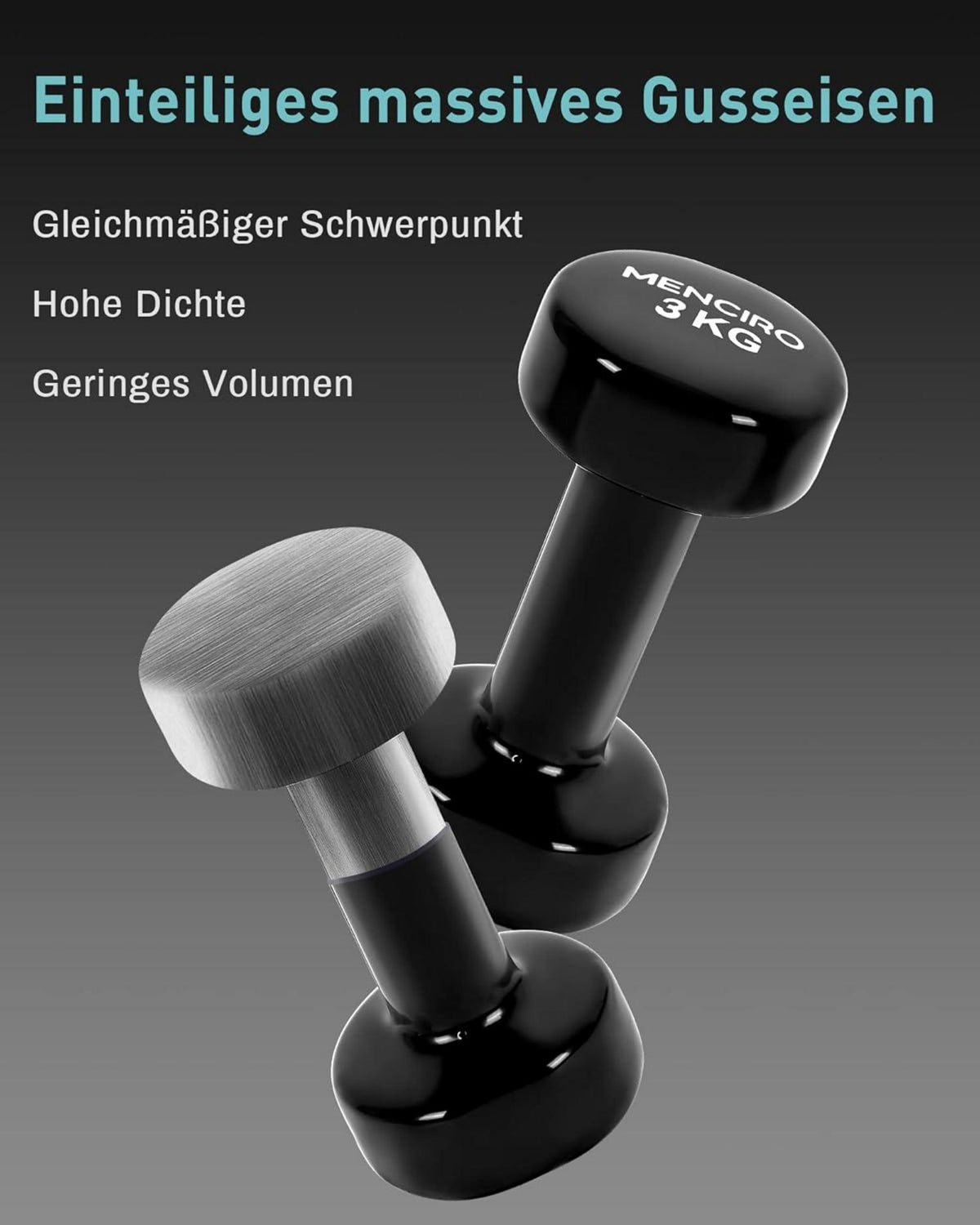 MENCIRO Kurzhantel-Set 1-5KG für Männer und Frauen, Gusseisen Hanteln für Zuhause Fitnessstudio