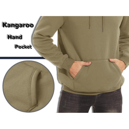 Herren Sherpa Hoodie mit Kängurutasche Khaki XL