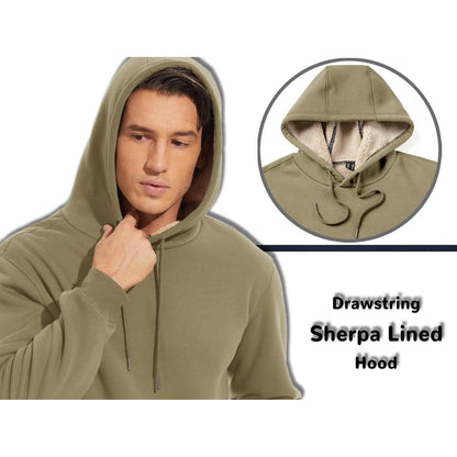 Herren Sherpa Hoodie mit Kängurutasche Khaki S