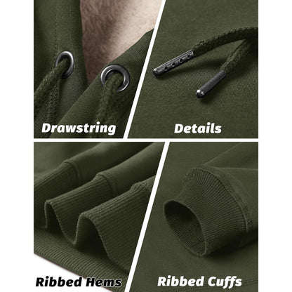 Herren Sherpa Hoodie mit Kängurutasche, Armeegrün, XL