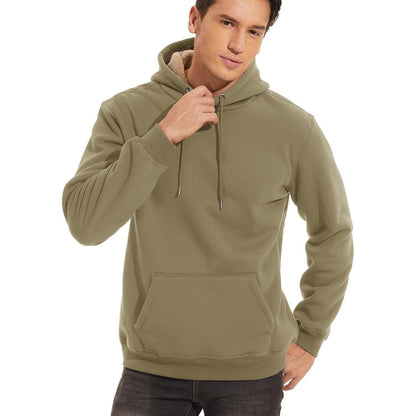 Herren Sherpa Hoodie mit Kängurutasche Khaki XXL