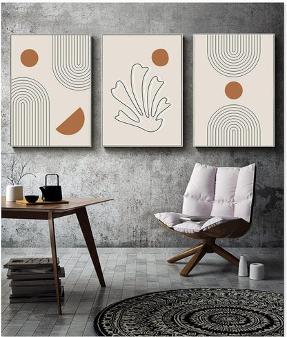 Leinwand Bilder Moderne Kunstposter Wandbilder Wohnzimmer Boho Set 3-teilig