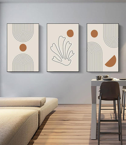 Leinwand Bilder Moderne Abstrakt Kunstposter Wohnzimmer Set, Boho