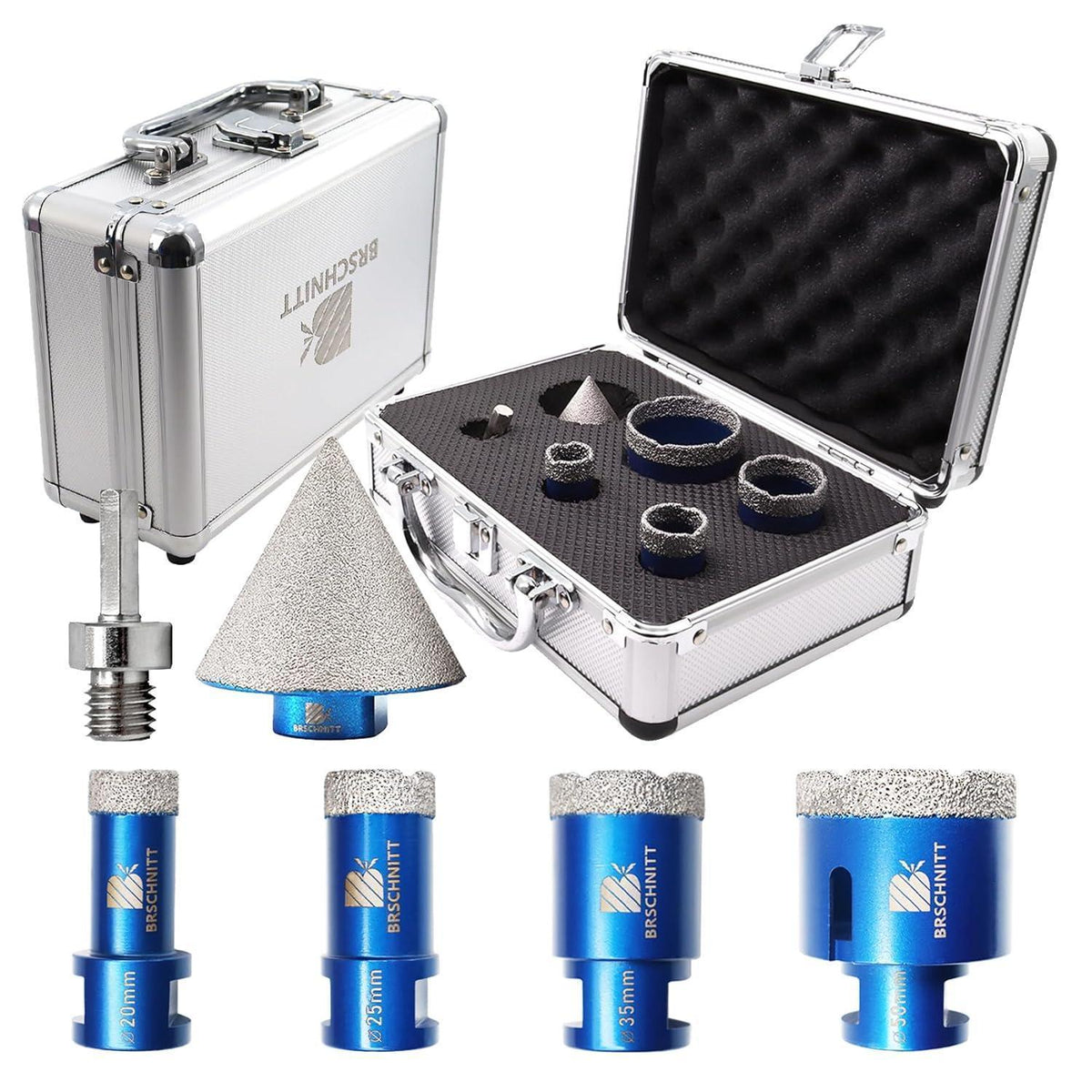 Diamantbohrer Set mit Fasenbohrer für Fliesen & Stein