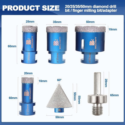 Diamantbohrer Set mit Fasenbohrer für Fliesen & Stein