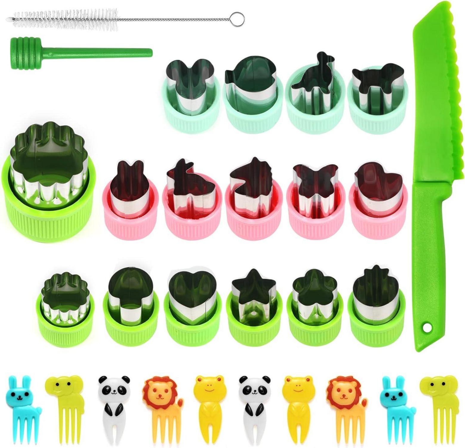 29-teiliges Ausstecher Set für Kinder aus Edelstahl - Obst Gemüse Keks