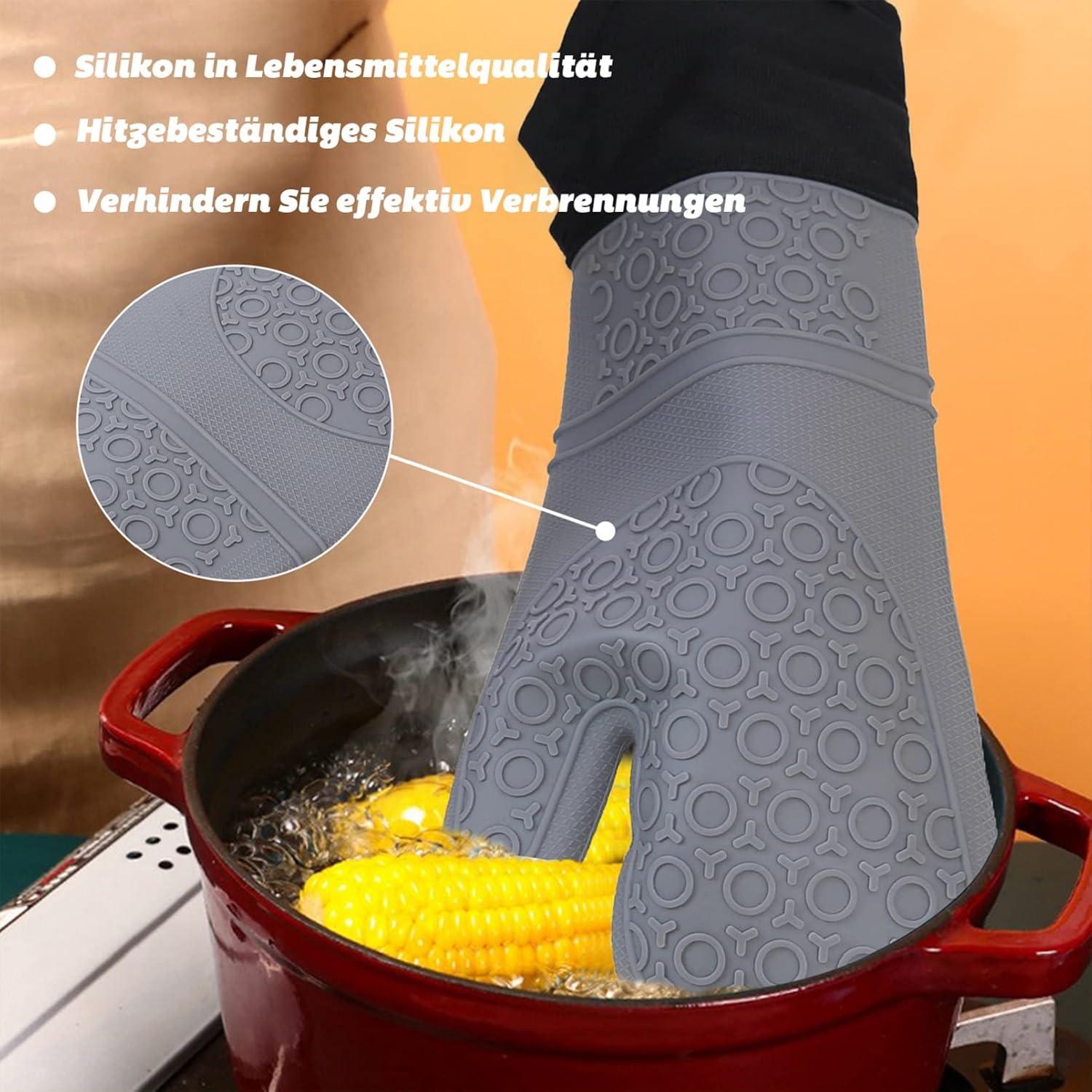 Ofenhandschuhe Topflappen Set Silikon hitzebeständig 230°C 6-teilig