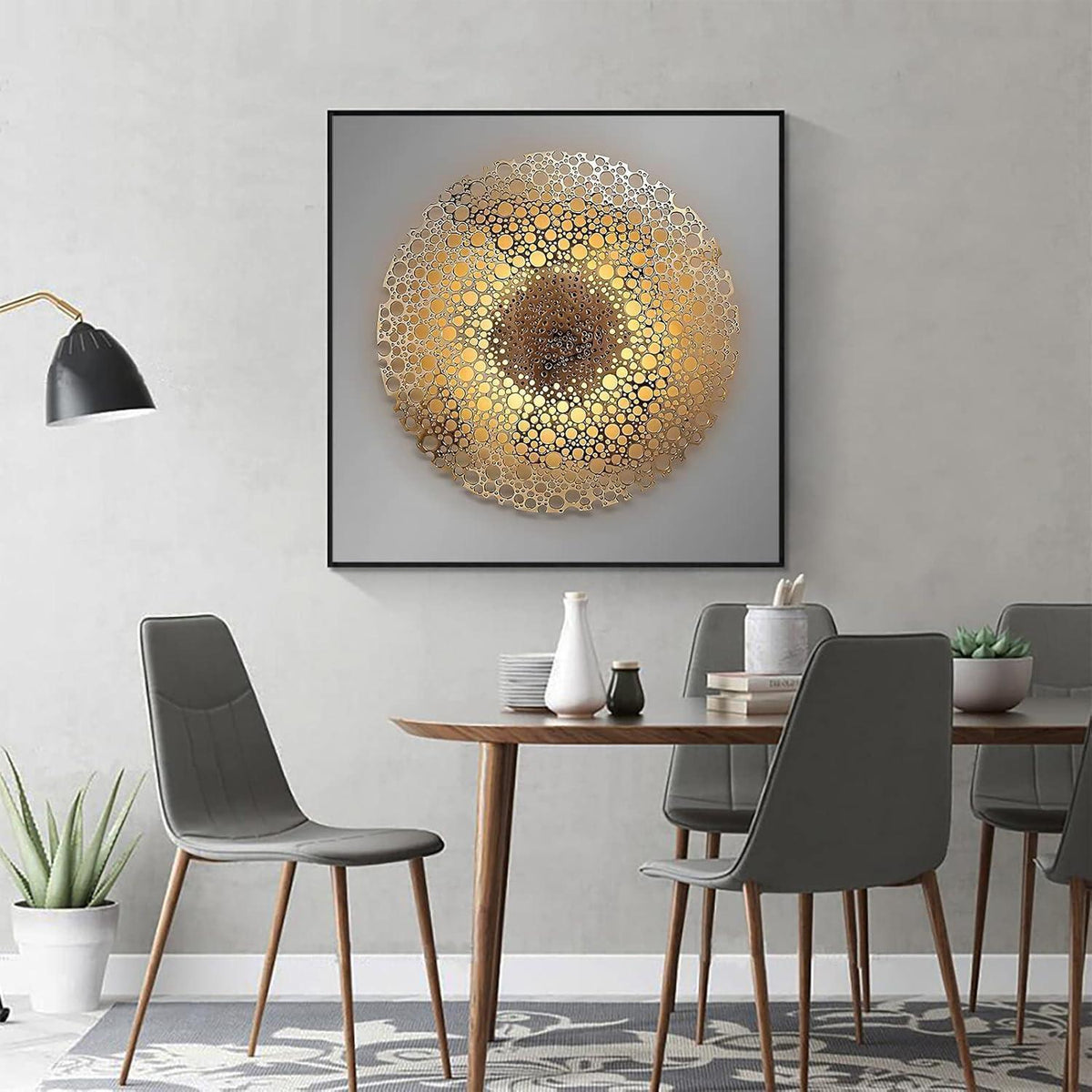 Abstrakte Leinwandbilder Gold 4er Set 20x20cm