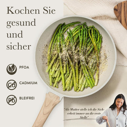 CAROTE 14-teiliges Pfannenset Antihaft-Beschichtung Deckel Induktion