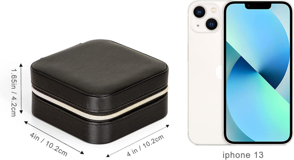 Kleine Schmuckkästchen für Damen Tragbare Reise Schmuckbox Schwarz