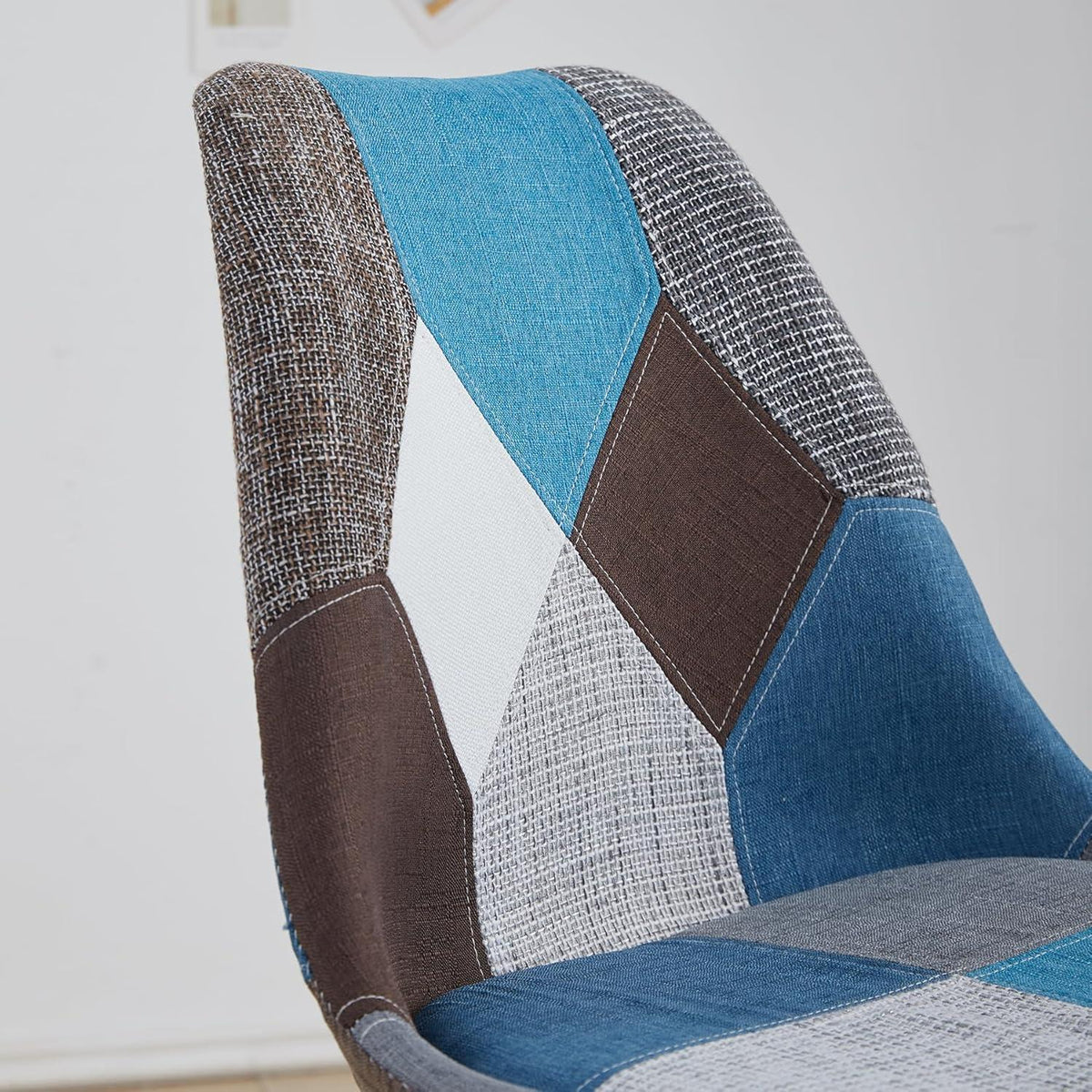 Patchwork Esszimmerstühle Set (2) – Blau mit Sitzkissen