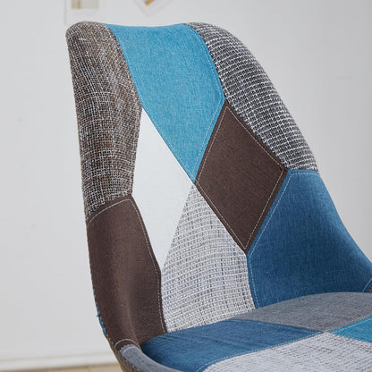 Patchwork Esszimmerstühle Set (2) – Blau mit Sitzkissen