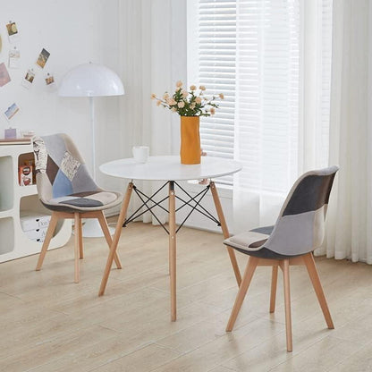 Patchwork Esszimmerstühle Set (2) – Braun, Massivholz