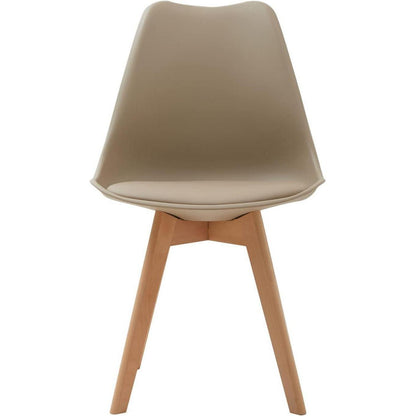 8 Esszimmerstühle Skandinavisch, Khaki & Beige, Sitz in Lederoptik