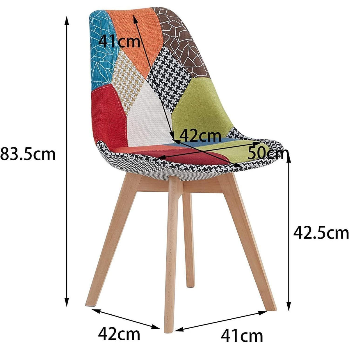 Patchwork Esszimmerstühle Set (2) – Rot mit Sitzkissen