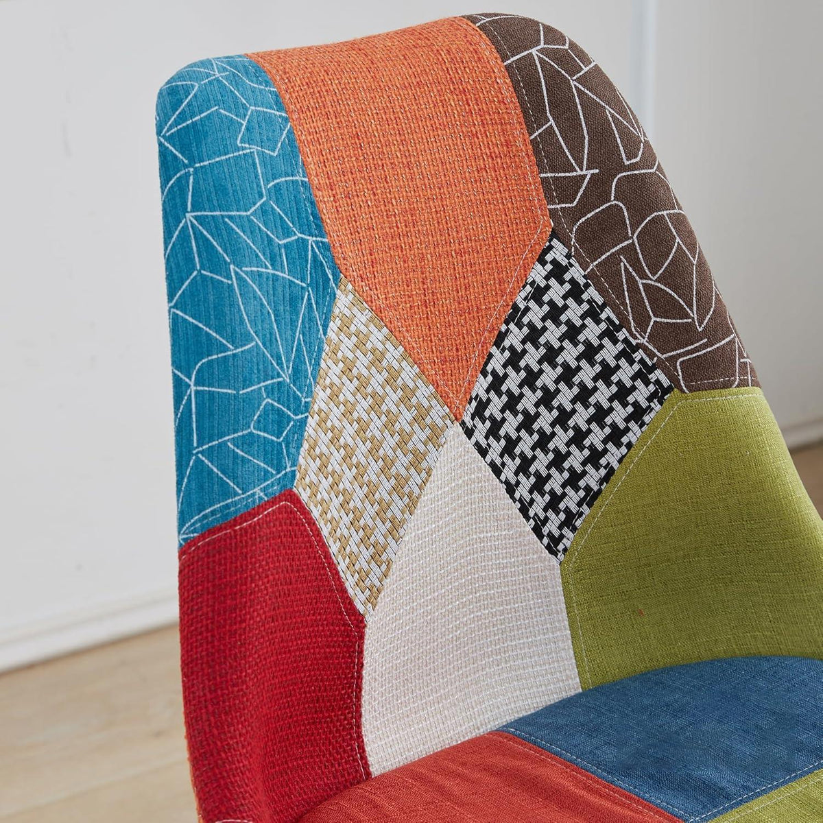 Patchwork Esszimmerstühle Set (2) – Rot mit Sitzkissen