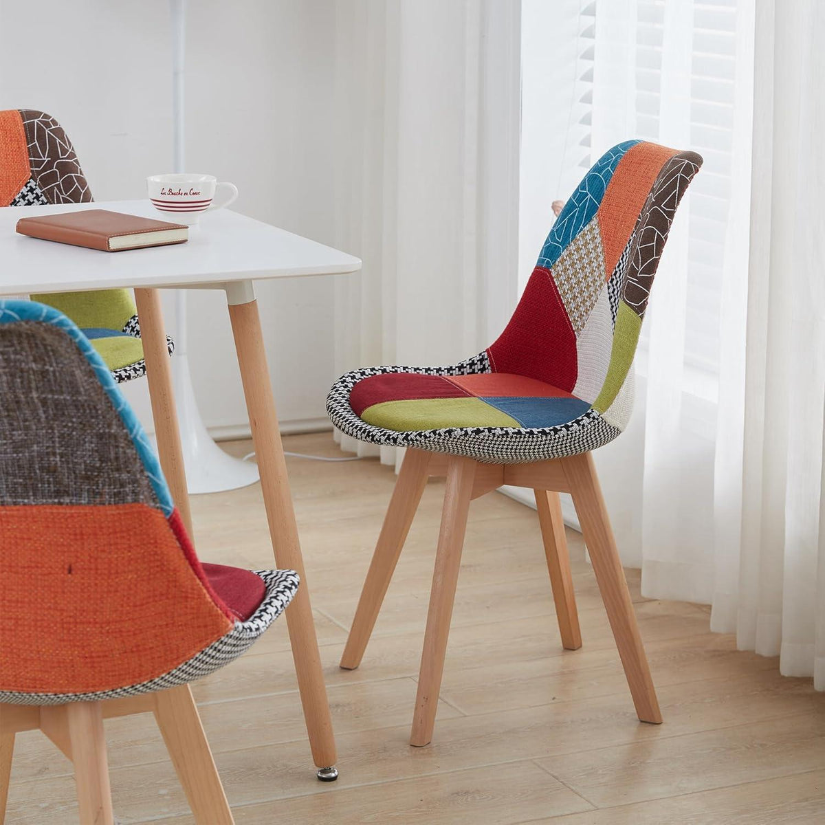 Patchwork Esszimmerstühle Set (Rot) mit Sitzkissen