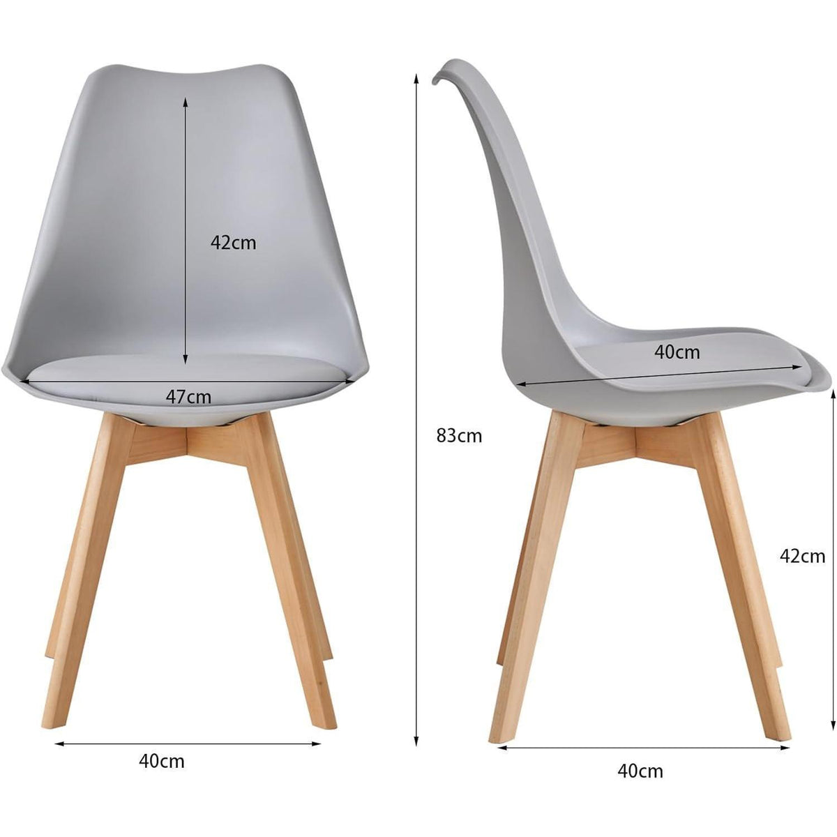 8 Esszimmerstühle Grau – Skandinavisches Design in Lederoptik