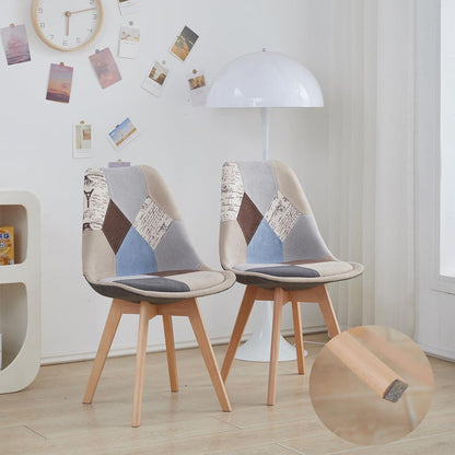 Patchwork Esszimmerstühle Set (6) – Braun mit Sitzkissen