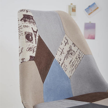 Patchwork Esszimmerstühle Set (6) – Braun mit Sitzkissen