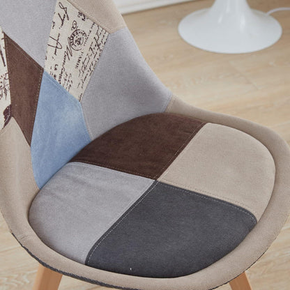 Patchwork Esszimmerstühle Set (6) – Braun mit Sitzkissen