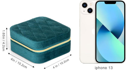 Kleine Schmuckkästchen Damen Reise Schmuckbox Samt Pfauenblau