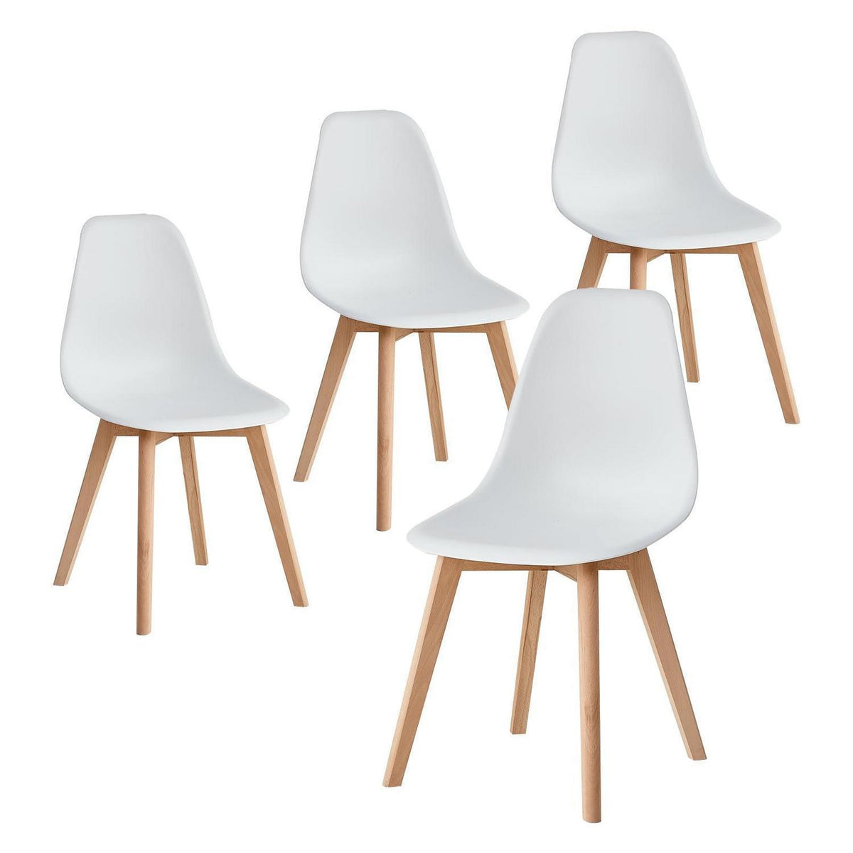 Weißes Esszimmerstuhls Set (4er-Set) mit Buchenholzbeinen